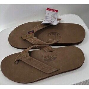 Rainbow Sandals Men's Luxury Leather Single Layer Arch Sandals Dark Brown NWT